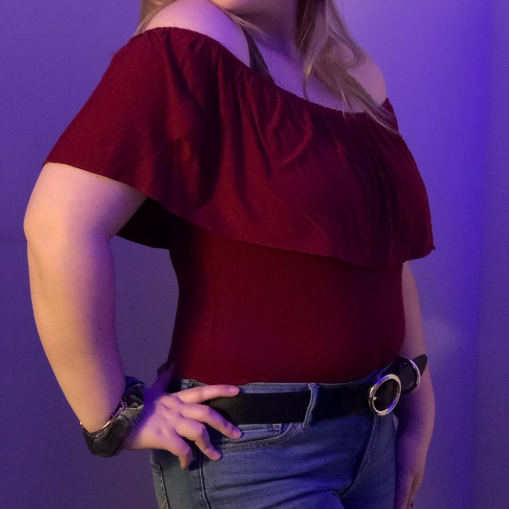 Red off shoulder top